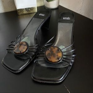 STUART WEITZMAN square toe heeled sandal